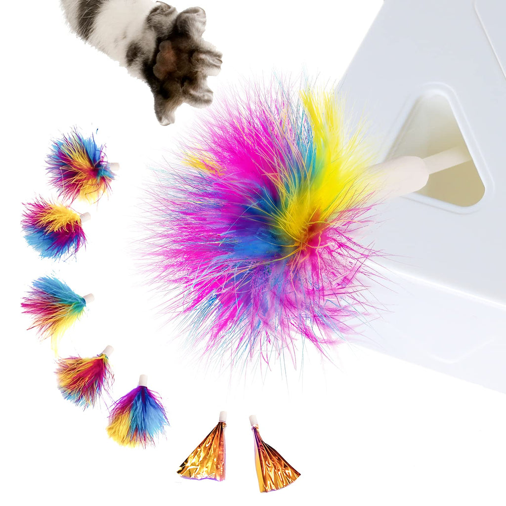 Migipaws Upgrade Rainbow Feather Replacement for Cat Magic Box, 6pcs Rainbow Feather + 2pcs Free Mylar Refills - PawsPlanet Australia