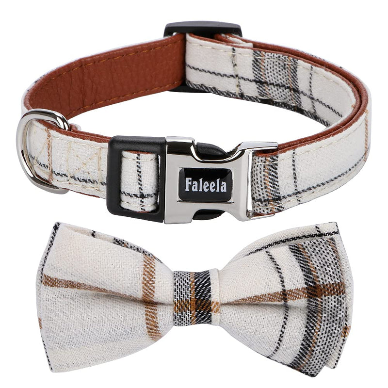 Faleela Soft &Comfy Bowtie Dog Collar,Detachable and Adjustable Bow Tie Collar,for Small Medium Large Pet Small (Pack of 1) Beige - PawsPlanet Australia