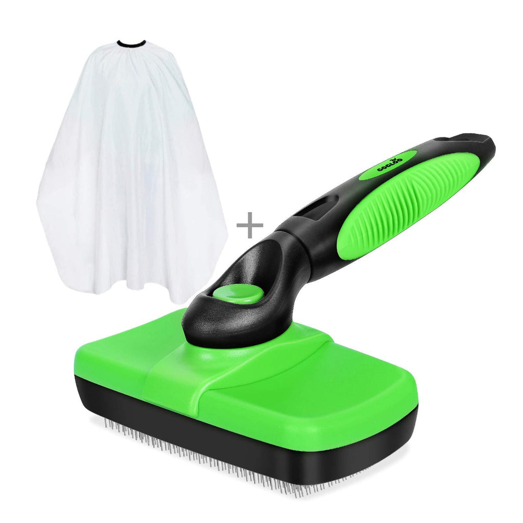 Dog Brushes Self-Cleaning Slicker Tool + Pet grooming cloak by Gogloo- Brushes Grooming Gently Reduces Shedding & Tangling For All Hair Types - Keeping itself clean - PawsPlanet Australia