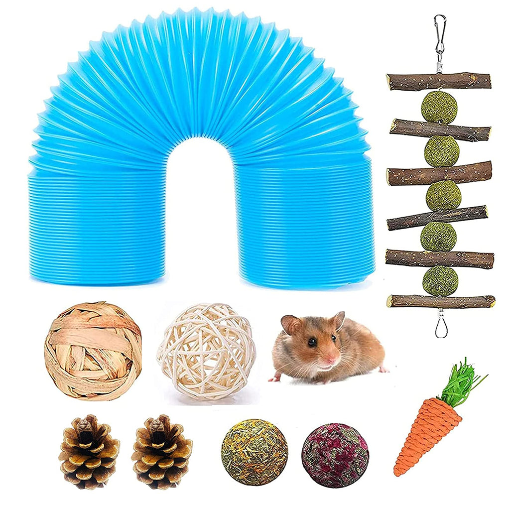 Fansisco Hamster Fun Tunnel Pet Plastic Tube toy Small Animal Foldable Exercising Training Hideout Tunnels with Play Balls Rolling Activity Toys for Squirrels, Chinchillas, Gerbils, Guinea Pigs (blue) blue - PawsPlanet Australia