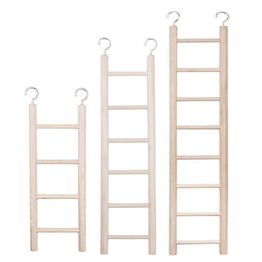 xiaoqun 3 pcs Wooden Ladder for Bird Parrot Ladder Climbing Toy Birdie Basics (4 Step, 6 Step 8 Step) - PawsPlanet Australia