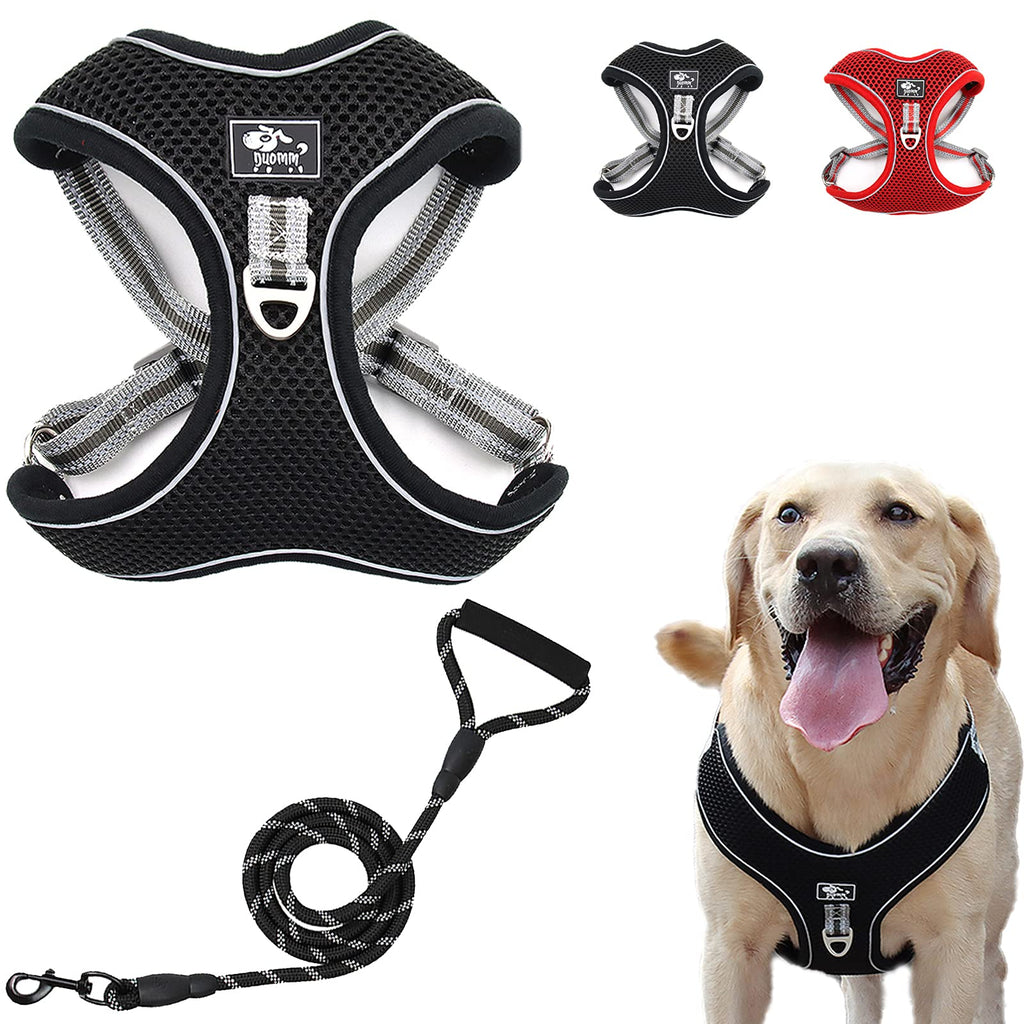 Cnarery No Pull Dog Harness, with 2 Adjustable Reflective Vest Harness for Small Medium/Large Dogs Outdoor Training Walking, Easy Control Heavy Duty Handle Dog Harness with 5 FT Leash black XL(Chest:17"-20.5") - PawsPlanet Australia