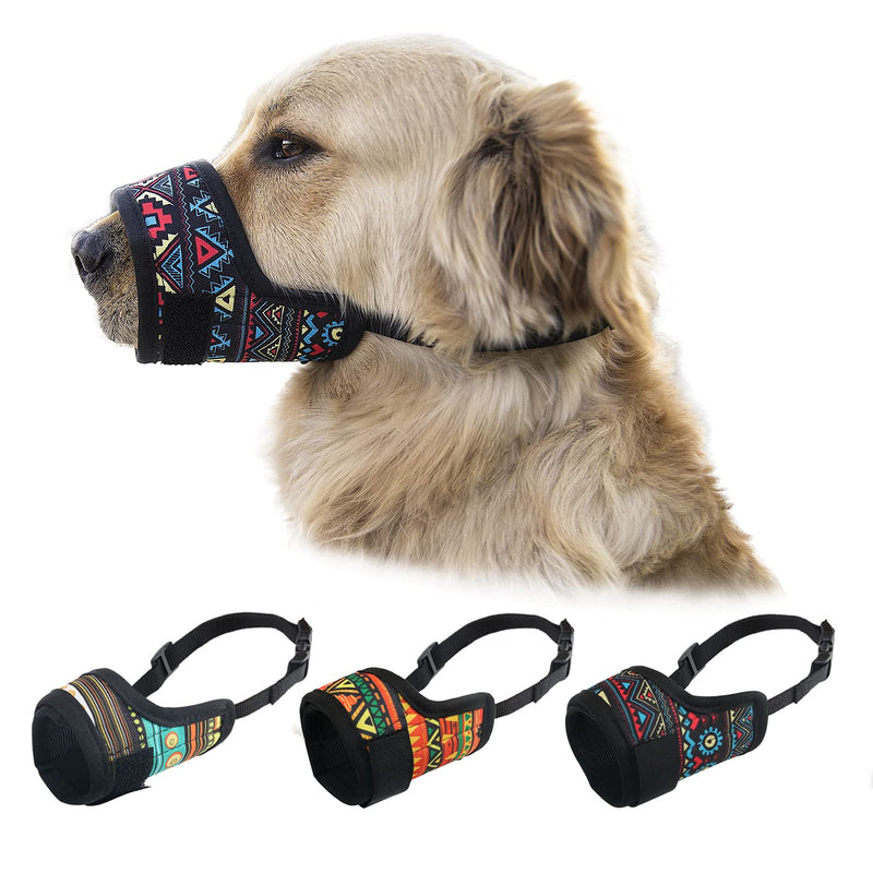 LUCKYPAW Dog Muzzle for Small Medium Large Dog to Prevent Biting Barking Chewing, Printed Nylon Dog Mouth Cover with Adjustable Velcro and Comfort Fit Small (Pack of 1) Black - PawsPlanet Australia