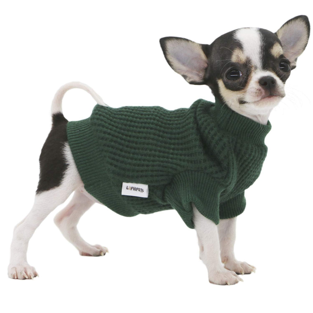 LOPHIPETS Lightweight Dog Sweaters for Puppy Small Dogs Puppy Chihuahua Yorkie XX-Small (Pack of 1) Atrovirens - PawsPlanet Australia