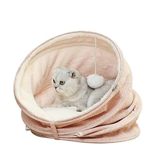 WeePaww Cat Bed 2-in-1 Fleece Tunnel Tube Cave- Best for Indoor Cats Kitten Pet Self Warming Bed (Coraline) Size16X16 coraline - PawsPlanet Australia