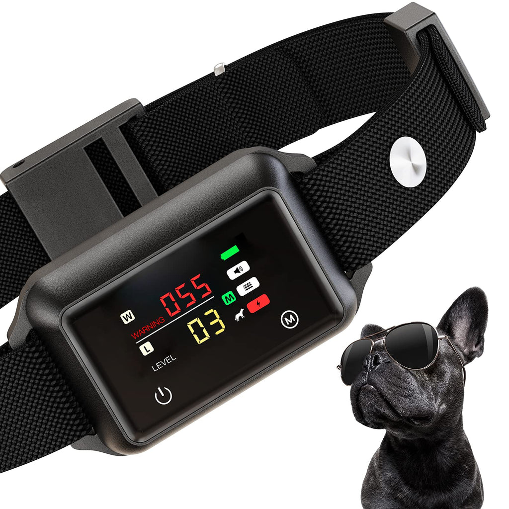Bark Collar, Intelligent Dog Bark Collar for Small Medium Large Dogs, Rechargeable Anti Bark Collar with Touch Screen, Effective Sound, Vibration, Automatic Shock Modes Humane Training Device (Black) Black - PawsPlanet Australia