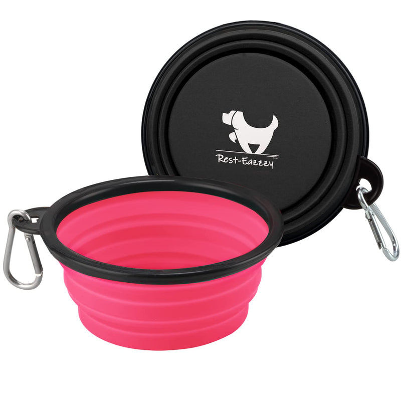 Collapsible Dog Bowls for Travel, 2-Pack Dog Portable Water Bowl for Dogs Cats Pet Foldable Feeding Watering Dish for Traveling Camping Walking with 2 Carabiners, BPA Free Small (Pack of 2) Peach Pink&Black - PawsPlanet Australia