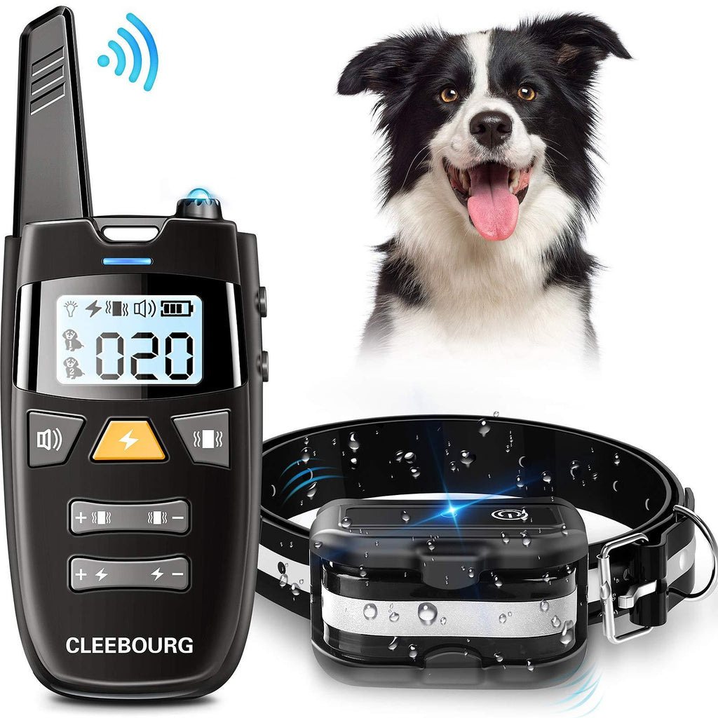 CLEEBOURG Dog Training Collar, Remote Dog Shock Collar Rechargeable Bark Collar with Three Training Modes, Vibration, Shock, Beep, Adjustable Collar Strap for Small Medium Large Dog - PawsPlanet Australia