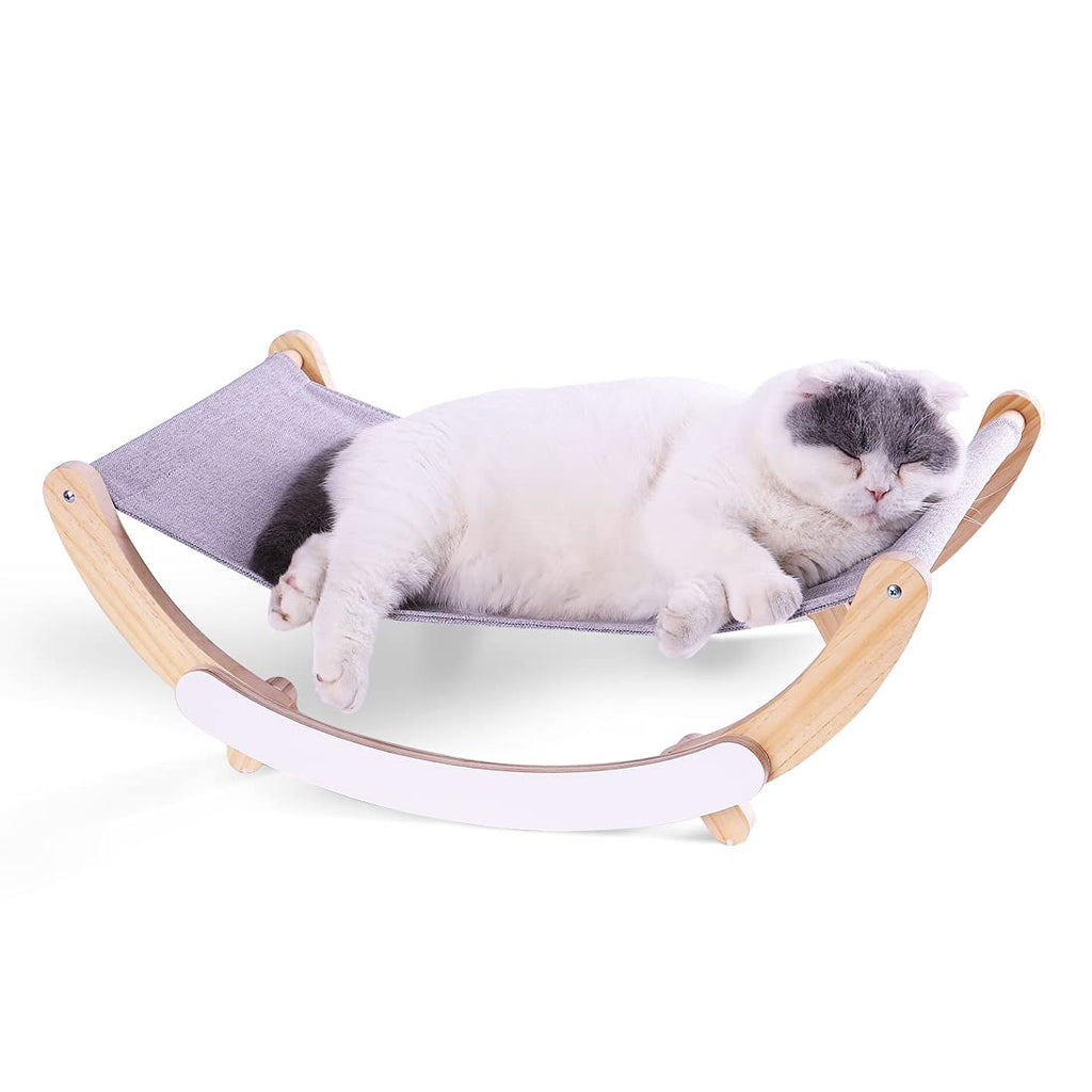 Movable 2-in-1 Cat Hammock,Portable Kitty Swing Chair for Outdoor, Indoor,Available All Season,Safe and Healthy Wood Cat Bed,Pet Furniture Gift for Small&Medium Size Cat or Dog - PawsPlanet Australia