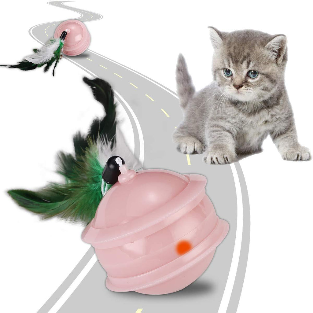 ENJOY PET Cat Toys for Indoor Cats Interactive, Automatic 360 Degree Rotating Ball, 6 Speed Mode Cat Toy Balls with LED Light, USB Charging Ball with Feather and Bells Toys for Cats/Kitten (Pink) Pink - PawsPlanet Australia