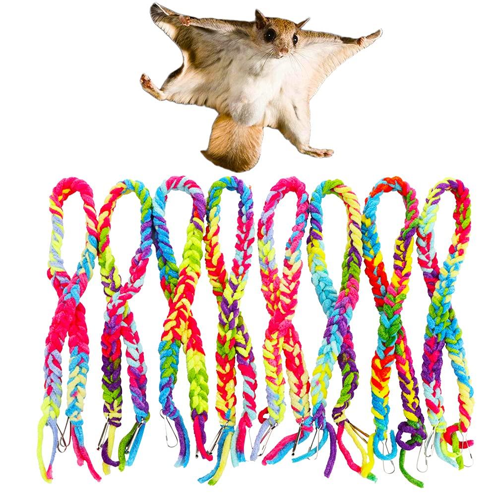 8 Pack Sugar Glider Toy Colored Climbing Cotton Rope Hanging Swing for Sugar Glider Squirrel Hamster Bird Parrot - PawsPlanet Australia
