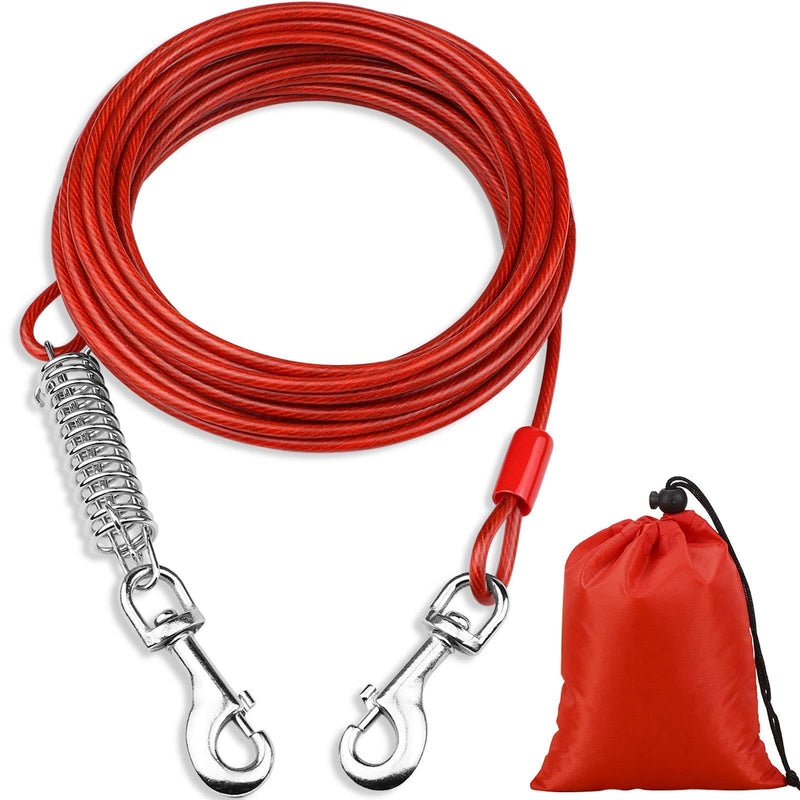 Jamktepat Dog Tie Out Cable with Shock Absorbing Spring and Metal Swivel Hooks Steel Cable for Outdoor Yard and Campingn Traning Leash for Medium to Large Dogs 50 ft - PawsPlanet Australia