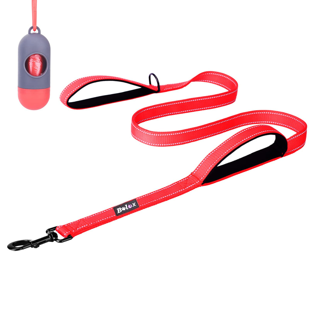 Bolux 5ft Dog Leash, Heavy Duty Rope Leash with 2 Padded Handle – Pet Training Lead with 3M Reflective Double Handle for Traffic Control Safety, Perfect for Large Medium or Small Dog 6FT Red - PawsPlanet Australia