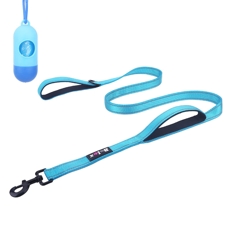 Bolux 5ft Dog Leash, Heavy Duty Rope Leash with 2 Padded Handle – Pet Training Lead with 3M Reflective Double Handle for Traffic Control Safety, Perfect for Large Medium or Small Dog 6FT Turquoise - PawsPlanet Australia
