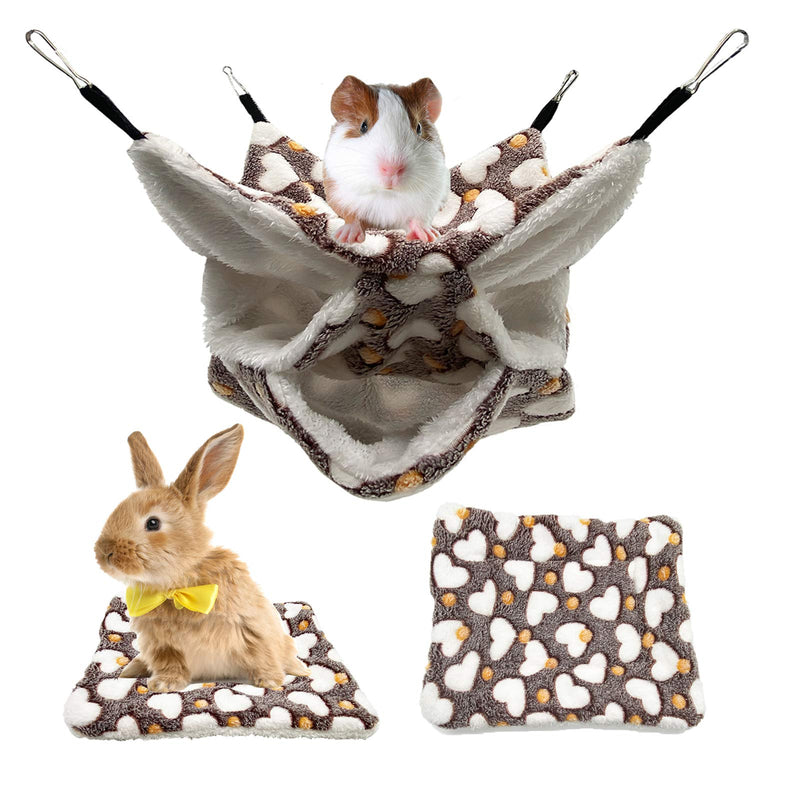 3 Tier Guinea Small Pig Hamster Hanging Hammock and Warm Bed,Animals Pet Cage Hammock Accessories Bedding for Chinchilla Parrot Hamster Rat Playing Sleeping (Coffee) Coffee - PawsPlanet Australia