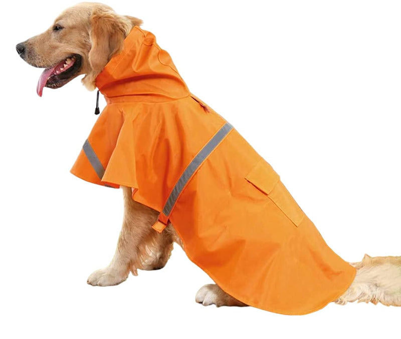 WITC Fashion Pet Dog Raincoat for X-Large Size, Rain Poncho with Reflective Strip, Adjustable Pet Water Proof Clothes for Dogs (Orange) Orange - PawsPlanet Australia