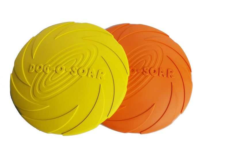 2 Pack Dog Flying Discs 7.1 Inch - Interactive Toy Durable Natural Rubber Puppy Flyer Dog Toy - Water Floating-Fetch and Chase Toys for Outdoor, Training - Small Dogs (Orange+Yellow, M, 7.1-Inch) A-Orange+Yellow - PawsPlanet Australia