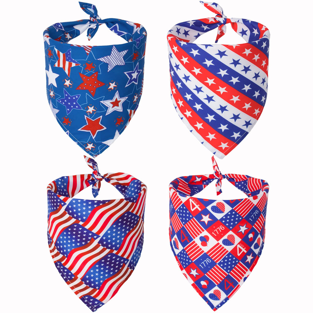 4 Pack American Flag Dog Bandana Triangle Dog Scarf 4th of July Bandana for Small Medium Dogs Pets - PawsPlanet Australia