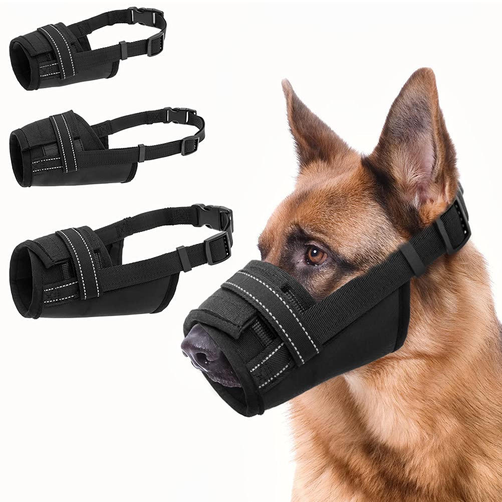 Soft Dog Muzzles Dog Mouth Cover - 3 Pack Adjustable Muzzles for Medium Large Dogs Breathable and Drinkable for Biting Barking Chewing Eating - PawsPlanet Australia