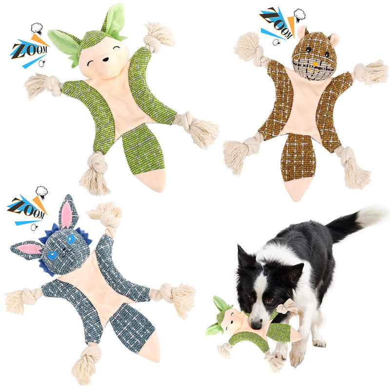 Plush Dog Toys Pack- Ackerman 3 Pack Squeaky Interactive Puppy Dog Toys with Squeaker and Crinkle Paper, Stuffed Dog Toys Tug of War Toy for Small / Medium / Large Dogs, Durable / Cute plush dog toy *3 - PawsPlanet Australia