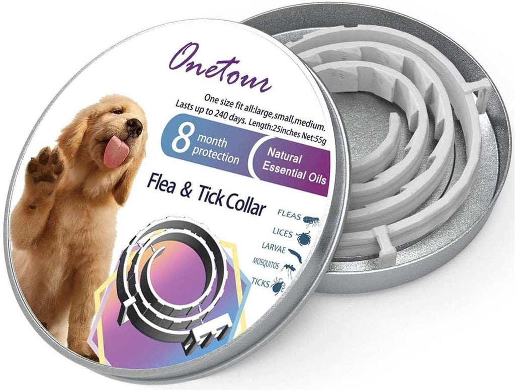 Flea and Tick Collar for Dogs/Kittens, Enhanced with Natural Essential Oils, 8 Month Flea and Tick Treatment and Prevention for Dogs, One Size Fits All, Adjustable & Waterproof - PawsPlanet Australia