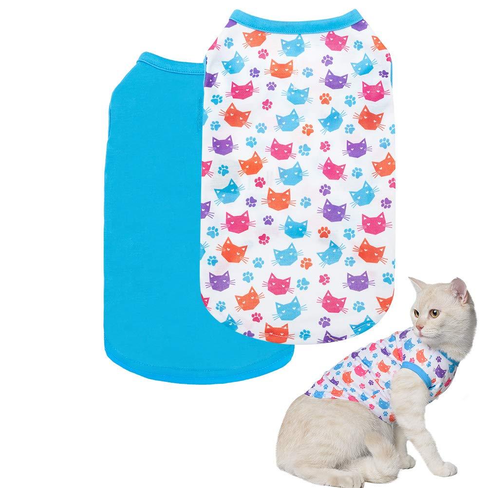 T Shirts for Cats Pet Vest - 2 Pack Soft Comfortable Kitty Appreal Cute Cat Sleeveless Clothes for Kittens Puppies Small - PawsPlanet Australia