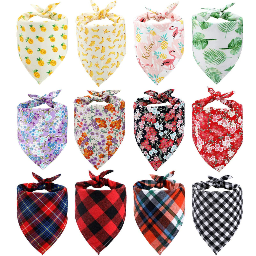 12 Pieces Summer Triangle Dog Bandana Cute Pet Bibs Japanese Style Dog Scarf Adjustable and Washable Pet Kerchief for Small to Medium Dog Puppy and Cat (Summer Pattern) Summer Pattern - PawsPlanet Australia