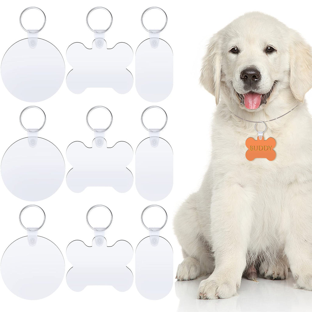 9 Pieces Sublimation Blank Dog Tag Blank Craft Key Chain Pet Tag Custom Double Sided Dog Tags for Personalized Dogs Cats Pets - PawsPlanet Australia