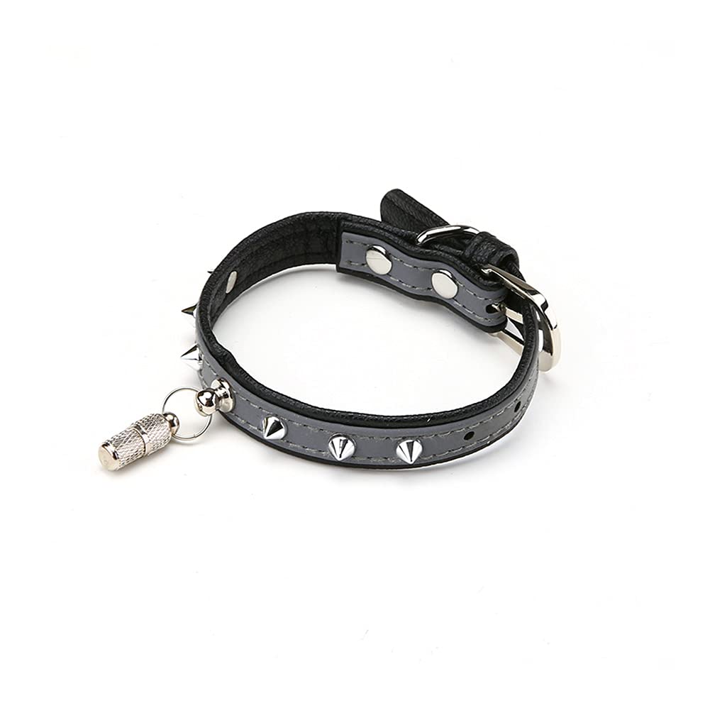 AOSING Breakaway Cat Collar Reflective with ID Name Tag, Adjustable Spiked PU Leather Cats & Puppy Small Pets Leash Studded Punk Stylish - Black - PawsPlanet Australia