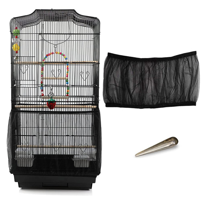 ZAP Large Size Universal Bird Cage Guard Net Cover Seed Catcher with 1pcs of Feeding Spoon,Nylon Mesh Soft Airy Bird Cage Net Skirt for Round Square - PawsPlanet Australia