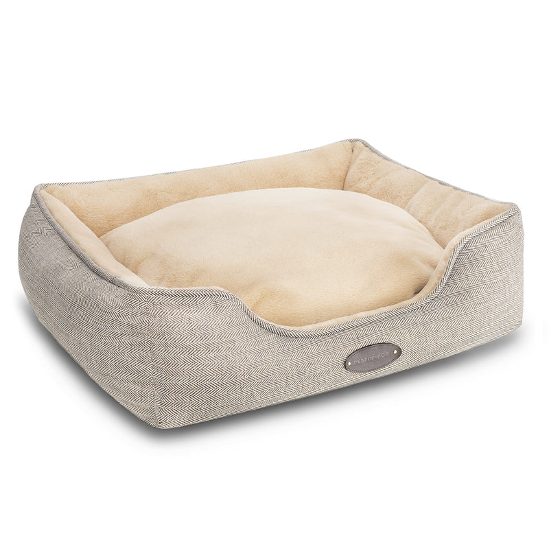 Small Dog Bed,Dog Beds for Medium Dogs,Cat Bed,Calming Dog Bed,Anxiety Comfy Durable Pet Bed with Reversible&Washable Cushion,Square Dog Bed in Beige Color. DEBANG HOME Small - PawsPlanet Australia