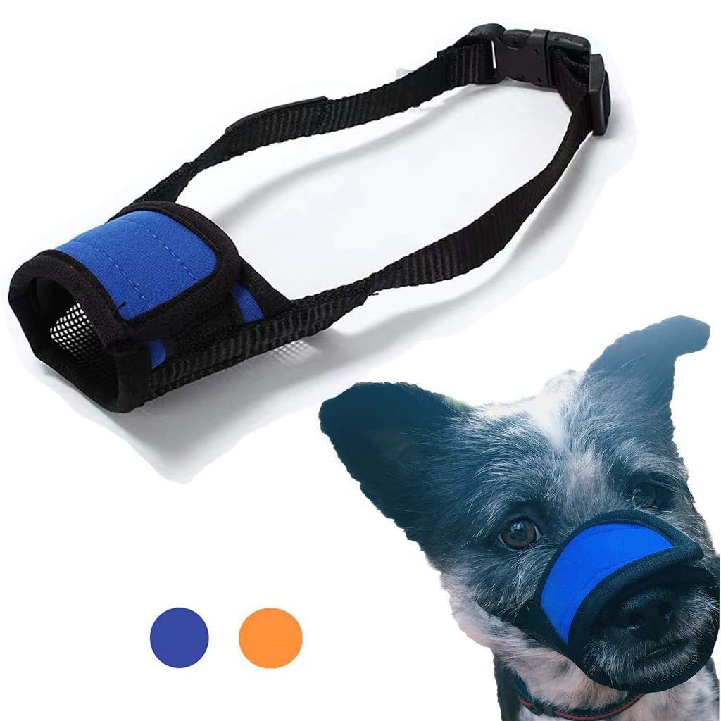 Muzzle for Medium Sized Dog, Muzzle Ddzmz Adjustable Mesh Breathable Fabric Pet Dog Mouth Cover Drinkable Prevents Biting Unwanted Chewing and Barking for Small Medium Large Dogs Orange and Blue S M L Black & Blue L - PawsPlanet Australia