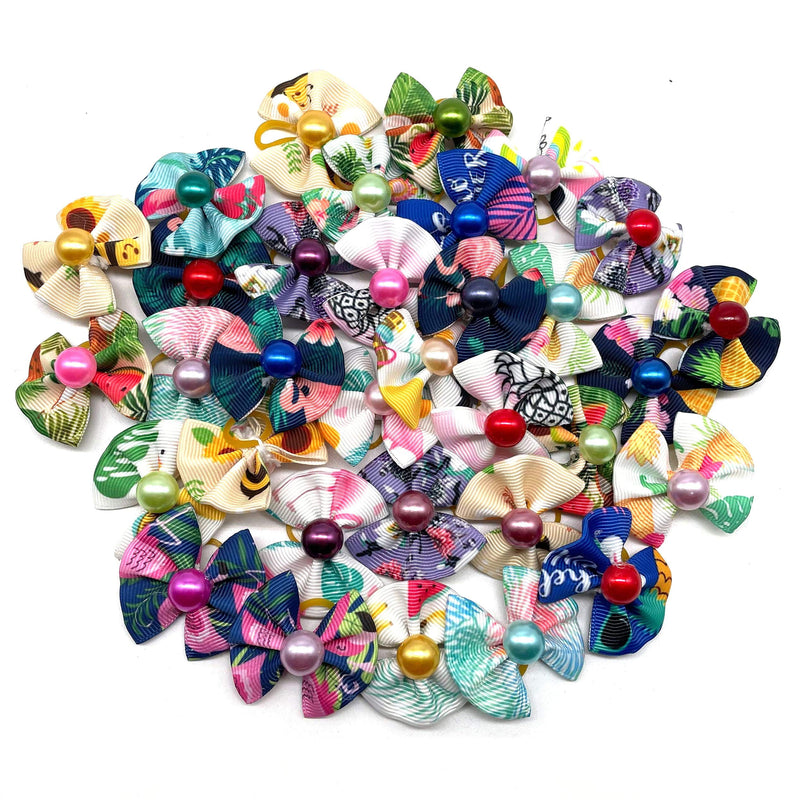 30 Pcs Pet Dog Hair Bows Rubber Bands Dog Hair Accessories Colorful Pearl Hair Bows Puppy Dog Hair Bows Small Dog Grooming Accessories Pet Supplies mix color - PawsPlanet Australia