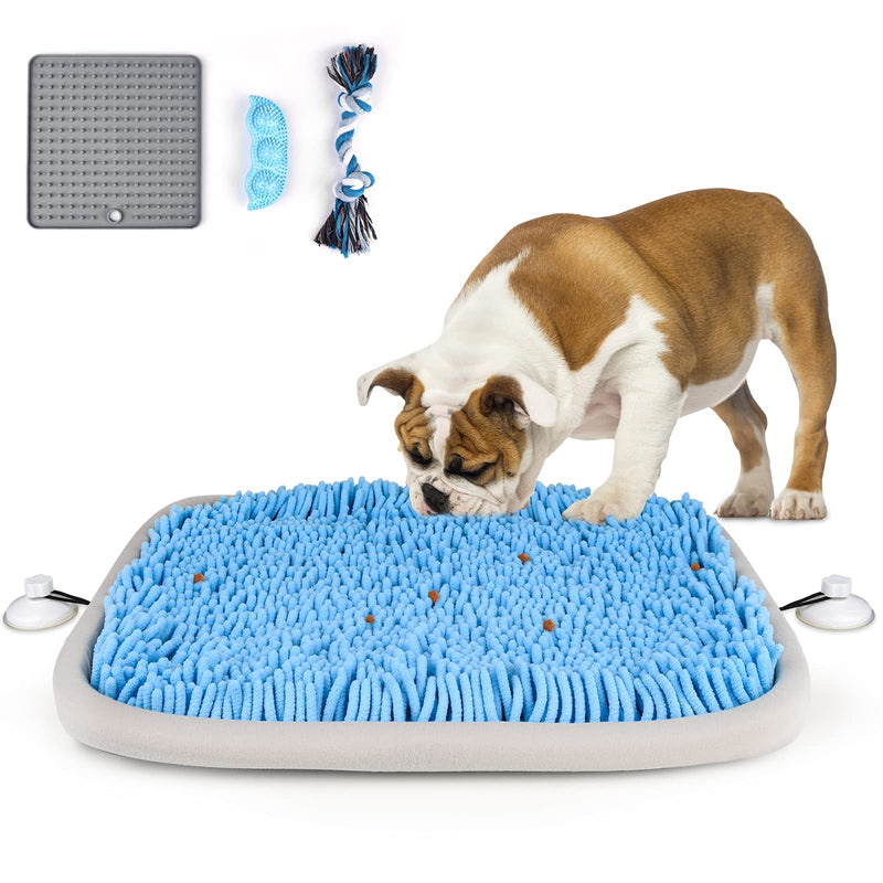 Adolug Snuffle Mat for Dogs, 17’’×21’’Snuffle Mat Interactive Feed Game for Boredom, Dog Snuffle Mat Encourages Natural Foraging Skills and Stress Relief for Dogs, Include 3 Useful Accessories for Dog Blue - PawsPlanet Australia