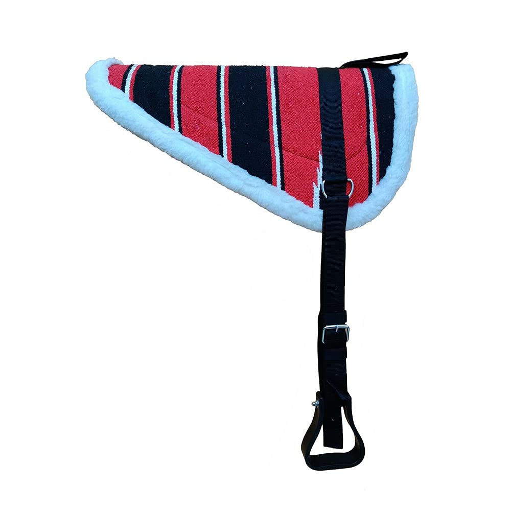 VALIANCE Cotton and economical bareback saddle pad with stirrups black Comfortable the Rider for pony horse (PONY-SHETLAND, RED-BLACK) PONY-SHETLAND - PawsPlanet Australia