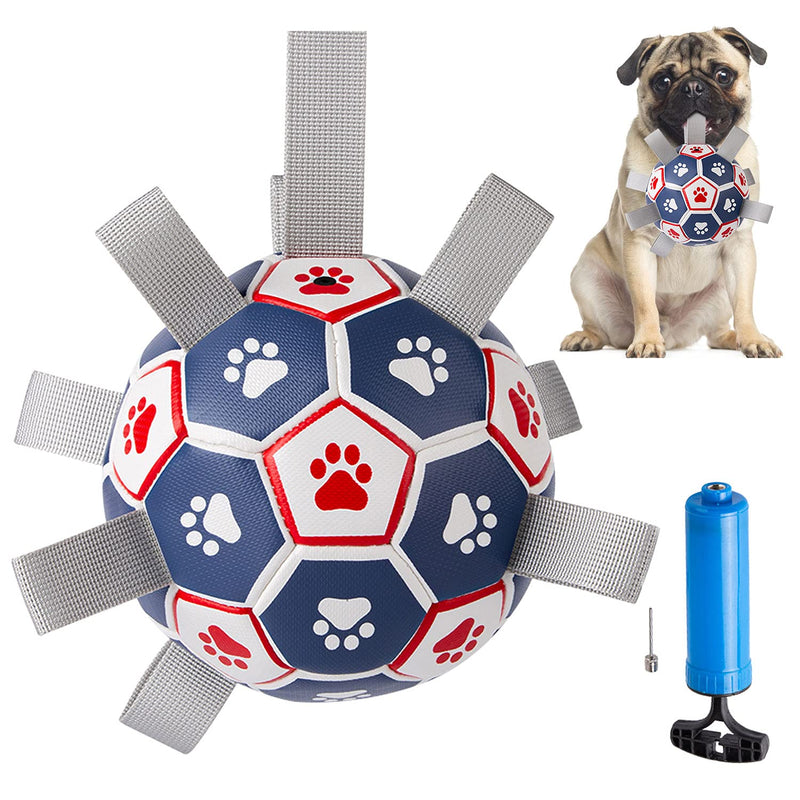 Interactive Dog Toys with Grab Tabs for Small Medium Dogs, Indoor-Outdoor Soccer Dog Balls for Tug of War,Dog Water Toy,Puzzle Toys for Puppies,Durable Herding Ball for Dogs（6 Inch） - PawsPlanet Australia