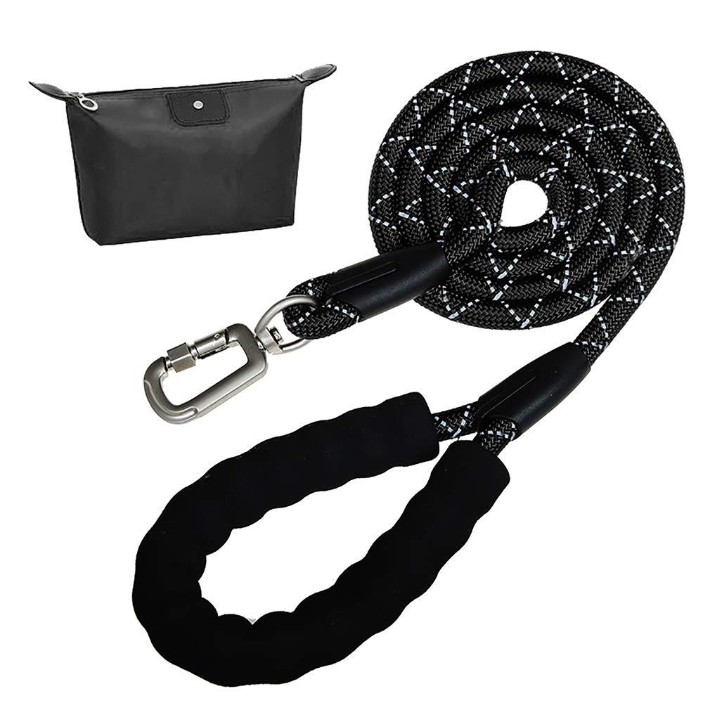 Heavy Duty Dog Leash for Large Medium Dogs, 5 FT Strong Dog Leash with Comfortable Padded Handle and Highly Reflective Threads (Black) Black - PawsPlanet Australia