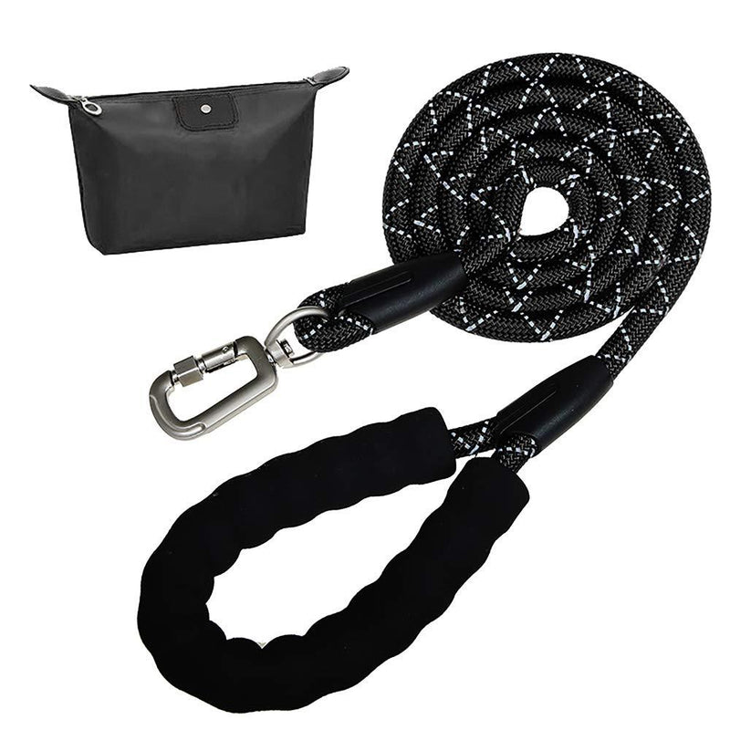 Heavy Duty Dog Leash for Large Medium Dogs, 5 FT Strong Dog Leash with Comfortable Padded Handle and Highly Reflective Threads (Black) Black - PawsPlanet Australia