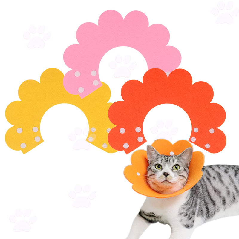 3pcs Cat Recovery Collar (9.6''x7'') - Cute Flower Neck Cat Cones After Surgery, Adjustable Cat E Collar, Head Wound Healing Protective Cone After Surgery, Elizabethan Collars for Kitten Cats - PawsPlanet Australia