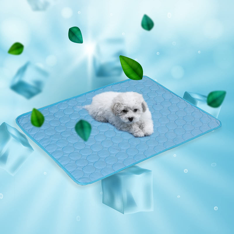 GeerDuo Pet Self Cooling Mat-Dog Cooling Mat Summer Pet Cooling Pads, Ice Silk Cooling Mat for Dogs & Cats, Portable & Washable Pet Cooling Blanket for Kennel/Sofa/Bed/Floor (Medium, Blue) Medium - PawsPlanet Australia