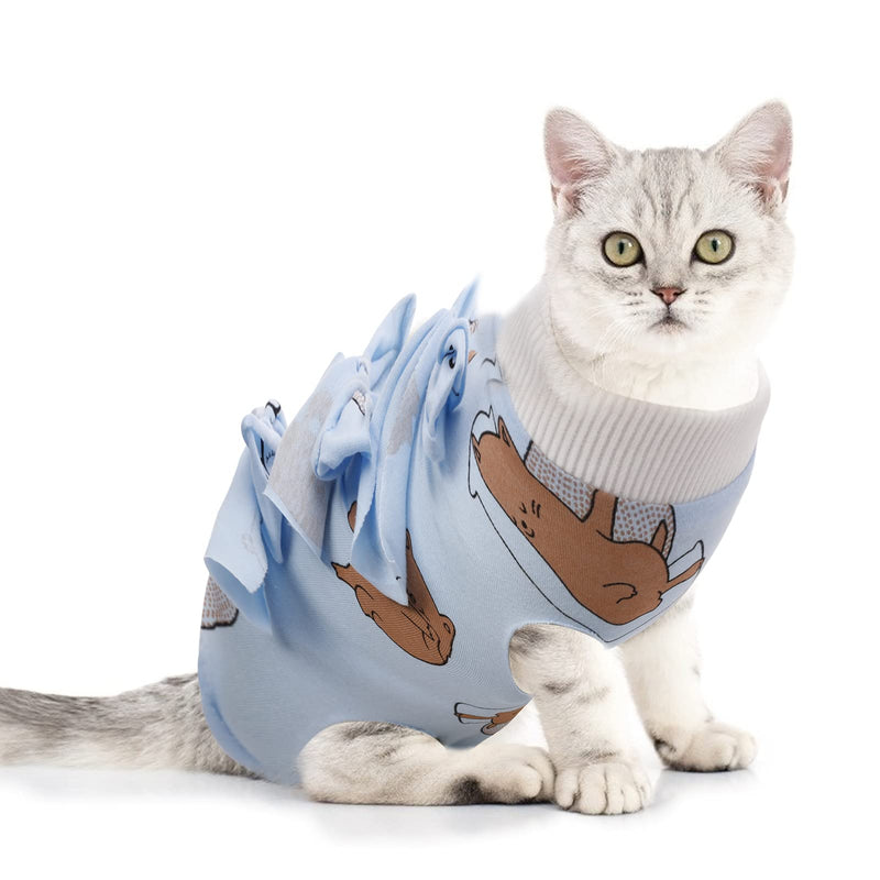 SUNFURA Cat Recovery Suit Body Wraps, Professional Breathable Surgery Cats Wear Onesie Shirt for Abdominal Wounds Anti Licking, Pet Cone E-Collar Alternative of Shame Bandages for Kitten XS Blue - PawsPlanet Australia