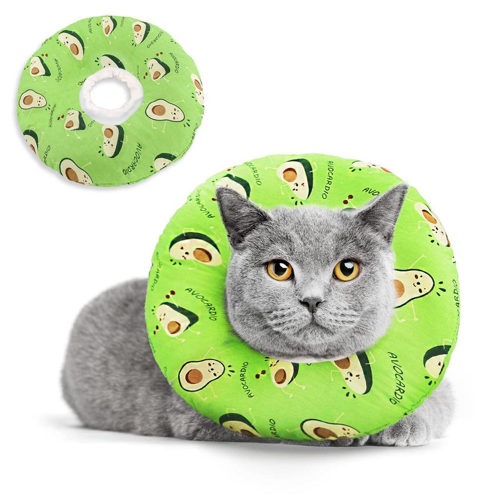 Cat Cone Cute Cartoon Cat Recovery Collar for Cat Wound Healing Protective Pet Cone After Surgery Elizabethan Collars for Kitten and Small Dogs S (Head: 5.1-8.7 in) Avocado - PawsPlanet Australia