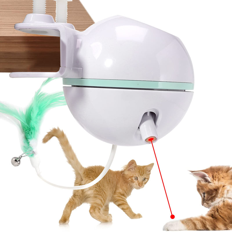 Barelove Interactive Automatic Cat Toys, Smart 360 Degree Random Rotating 2 in 1 Cats Chaser Pointer with Feather for Dog Indoor Exercise Training USB Charging, Keep Your Kitten Busy - PawsPlanet Australia