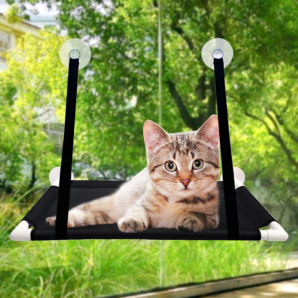 NAODONGLI Cat Window Perch,Cat Hammocks for Large Cats,4 Suction Cups and Breathable Mesh Hold About 23 Pounds of Large Cat Window Seat - PawsPlanet Australia