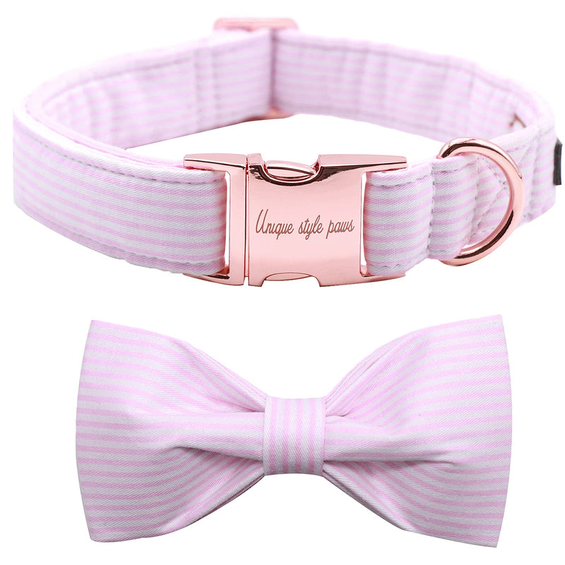 Unique Style Paws Pet Soft &Comfy Bowtie Dog Collar and Cat Collar Pet Gift for Dogs and Cats 6 Size and 7 Patterns XX-Small Pink Stripe - PawsPlanet Australia