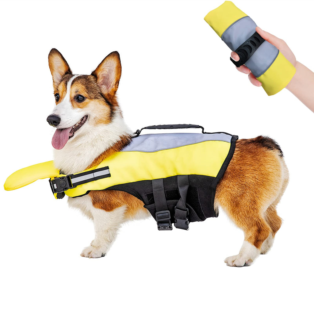 JLYLOL Dog Swimming Jacket Dog Life Jackets Inflatable Dog Life Vest with Enhanced Buoyancy & Rescue Handle Reflective Dog Preserver Vest for Small/Medium/Large Dogs - PawsPlanet Australia
