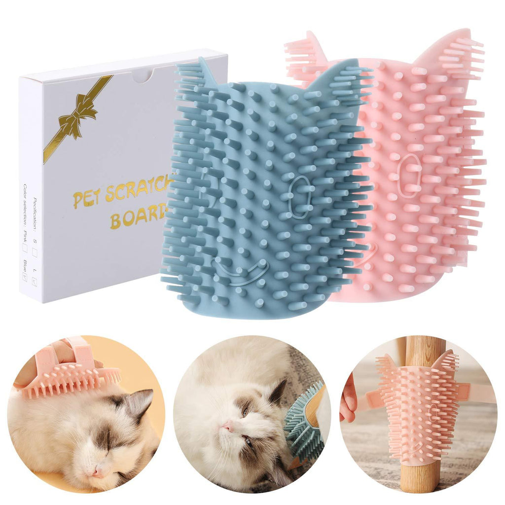 2 PCS Silicone Cat Self Groomer, Multi Functional Pet Comb with Hook and Loop Fastener Cat Scratcher Wall Corner Groomer Softer Massager Toy for Short Long Fur Cats - PawsPlanet Australia