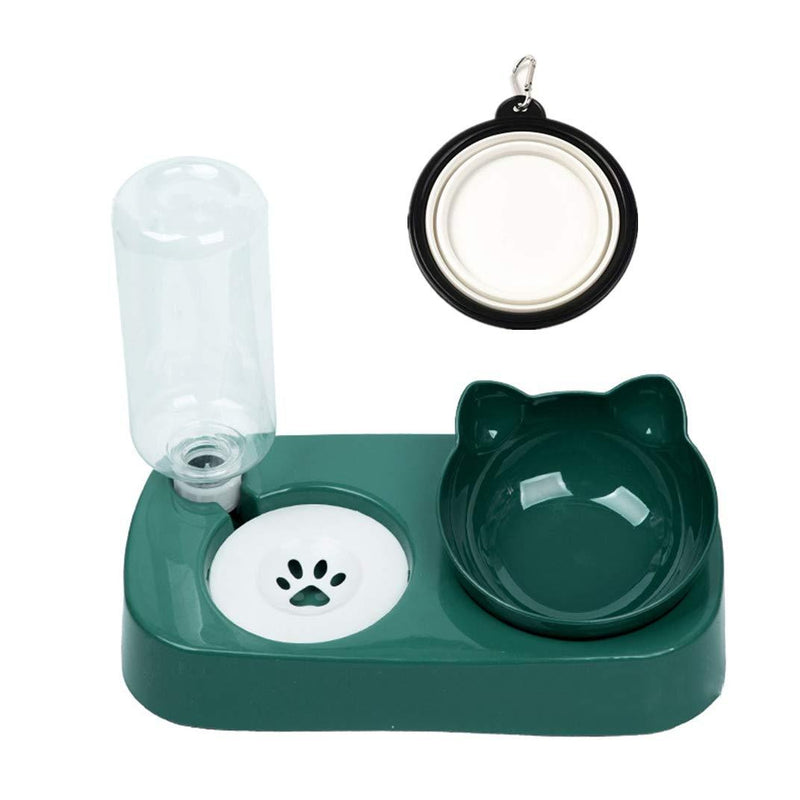 Aebor Gravity Water Bowl Cat Dog，Anti Wet cat Dog Mouth pad/Anti-Slip Base, Pet Automatic Water Dispenser with Detachable Bowl and 500ml Water Bottle, Pet Feeder for Small Medium Size Dog Cat (Green) Green - PawsPlanet Australia