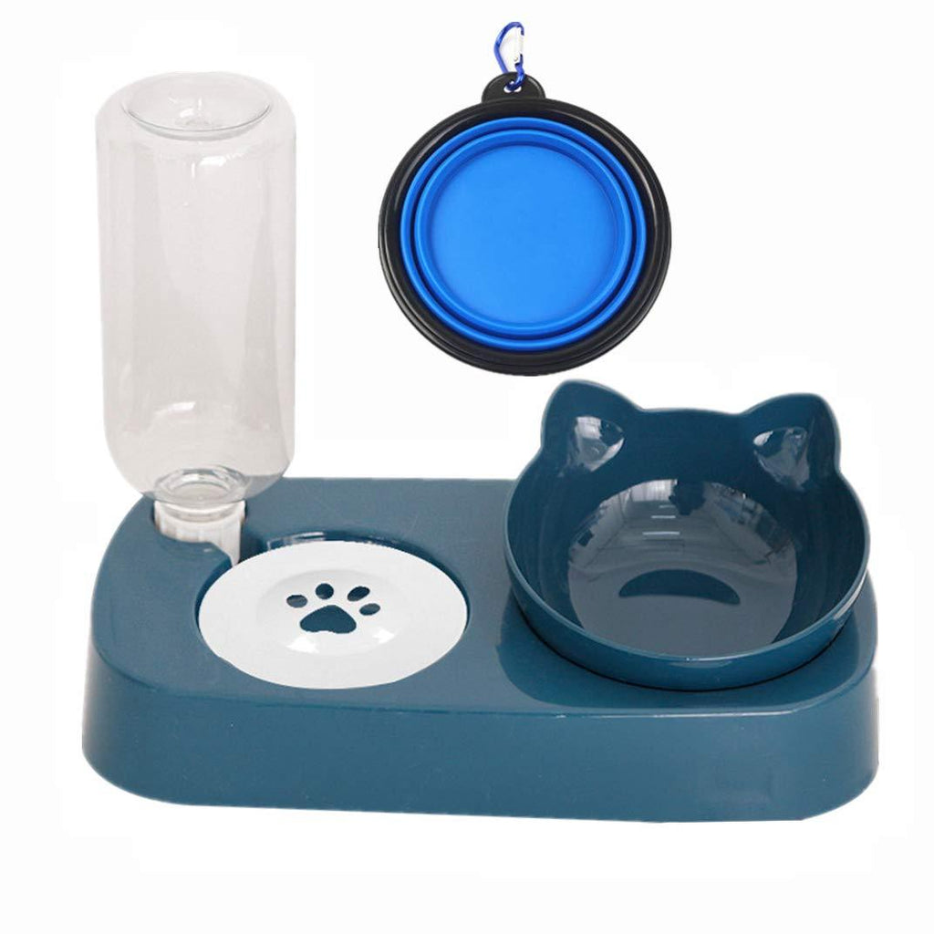 Aebor Gravity Water Bowl Cat Dog，Anti Wet cat Dog Mouth pad/Anti-Slip Base, Pet Automatic Water Dispenser with Detachable Bowl and 500ml Water Bottle, Pet Feeder for Small Medium Size Dog Cat (Blue) Blue - PawsPlanet Australia