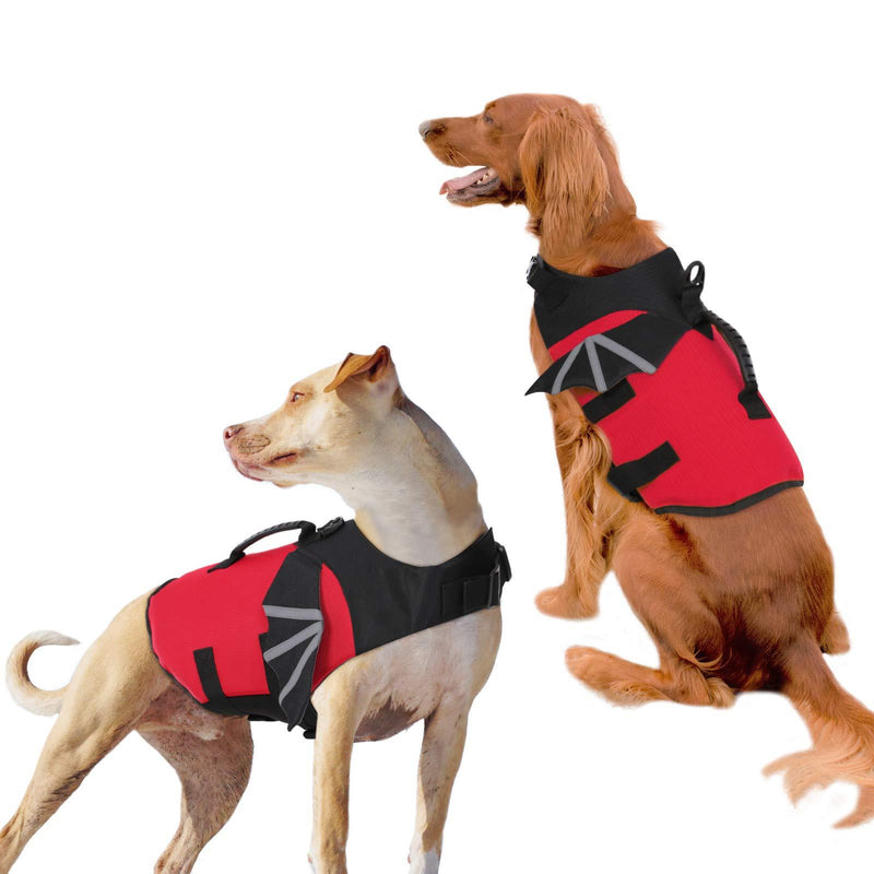 Dog Life Jacket, Adjustable Pet Safety Preserver Lifesaver Vest with Rescue Handle Swimsuit for Small Medium Large Dogs XS Red X-Small - PawsPlanet Australia